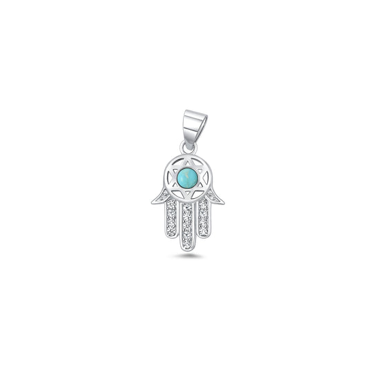 Silver Stone Pendant - Hamsa