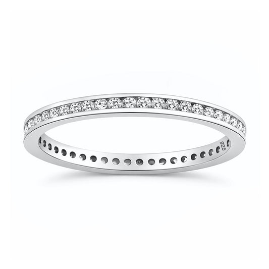 Silver Eternity Ring 2mm - Clear CZ