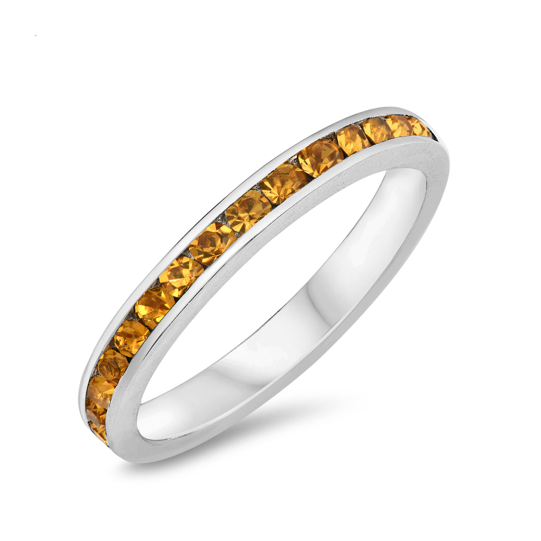 Silver Eternity Ring - Yellow Topaz
