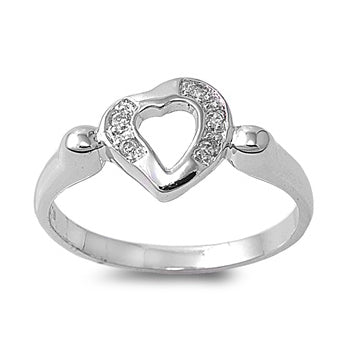 Silver CZ Ring - Heart