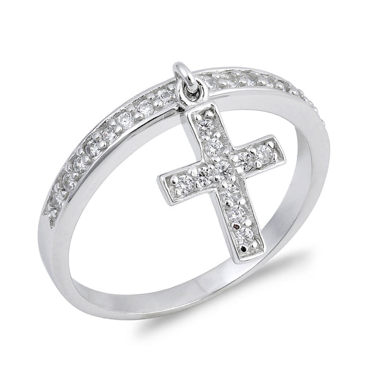 Silver CZ Ring - Cross