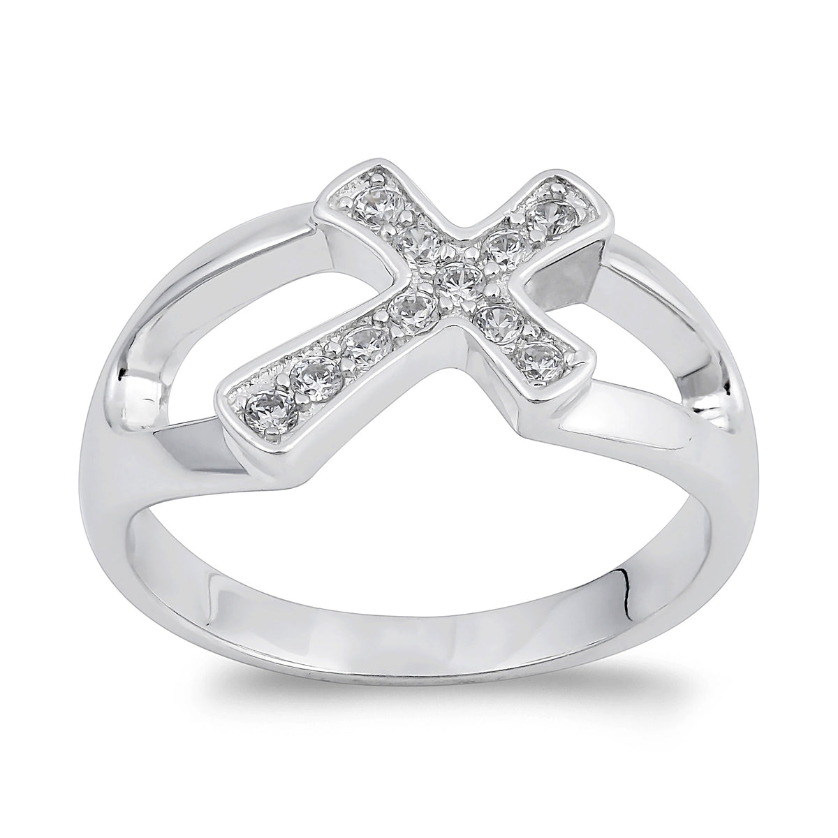 Silver CZ Ring - Cross