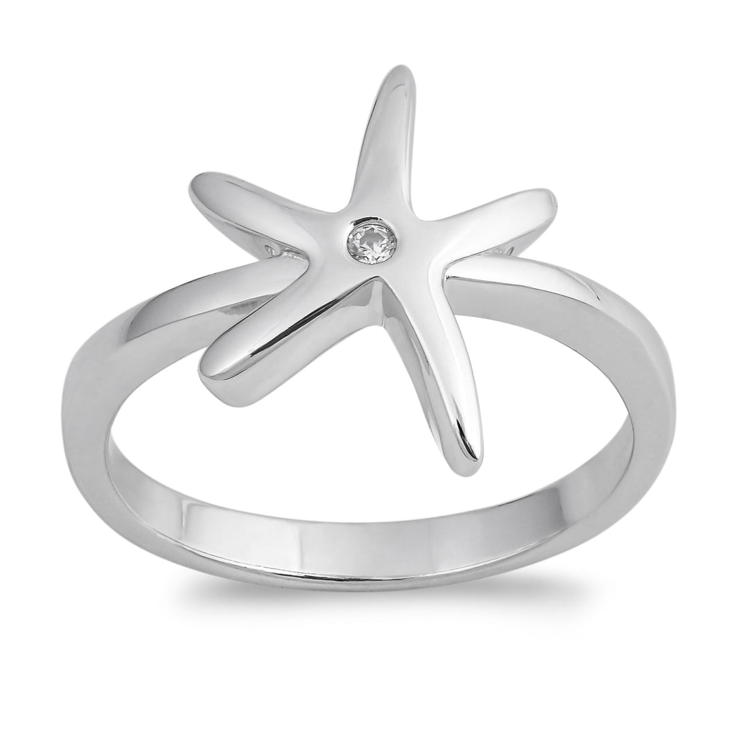 Silver CZ Ring - Starfish