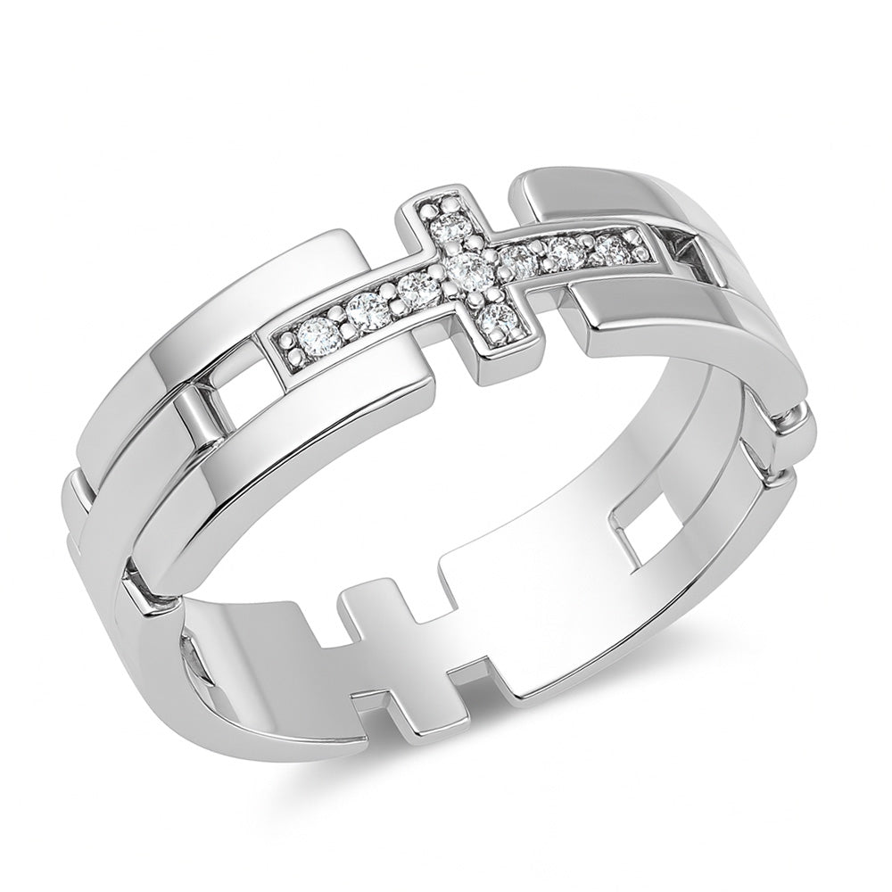 Silver CZ Ring - Cross