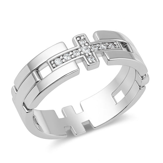 Silver CZ Ring - Cross