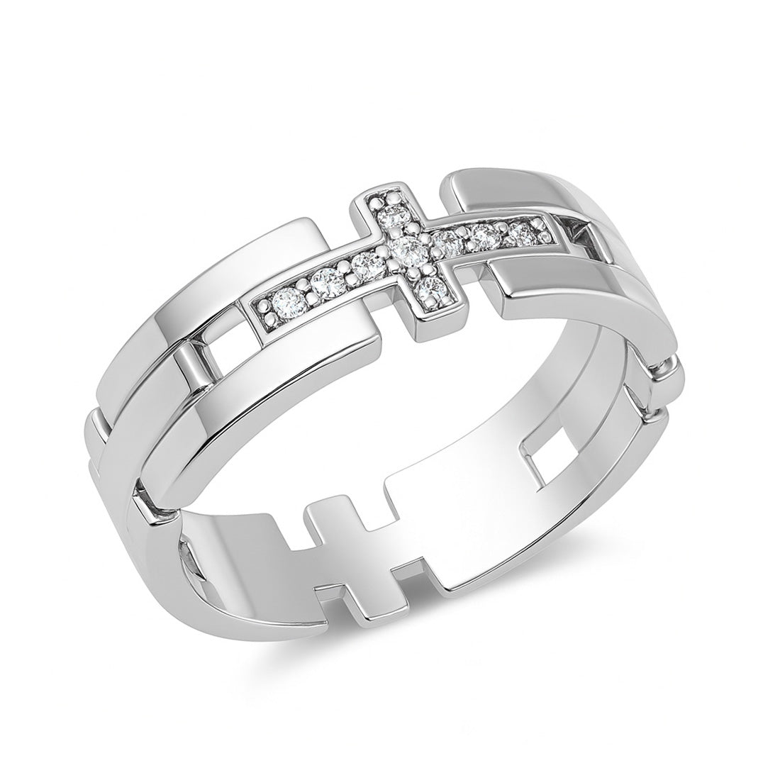 Silver CZ Ring - Cross