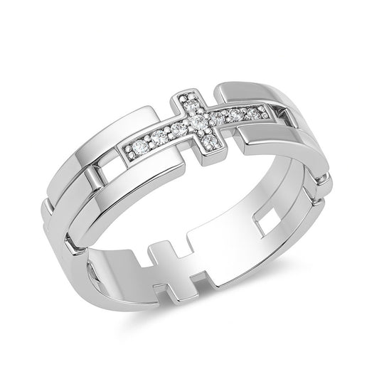 Silver CZ Ring - Cross