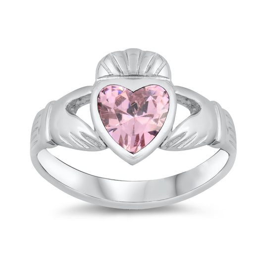 Silver CZ Ring - Claddagh