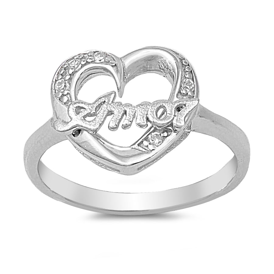 Silver CZ Ring - Heart