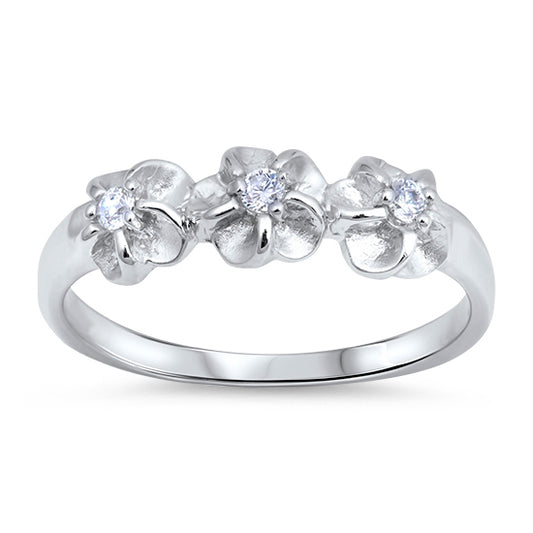 Silver CZ Ring - Plumeria