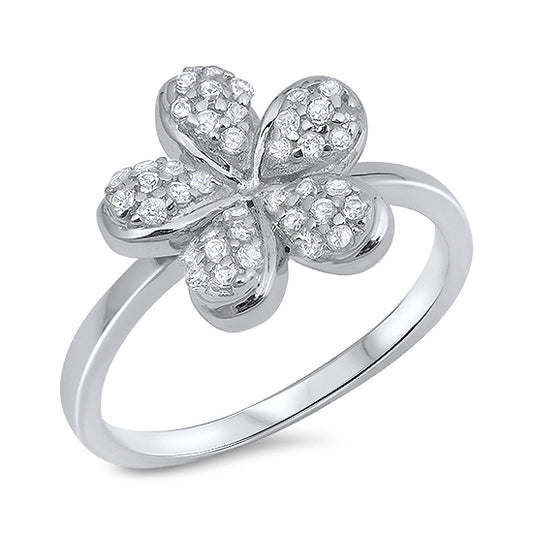 Silver CZ Ring - Plumeria