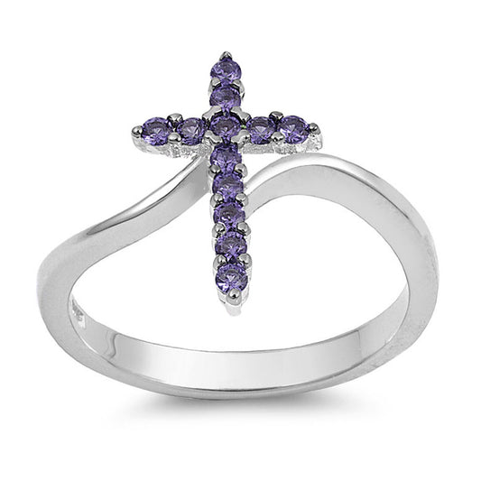 Silver CZ Ring - Cross