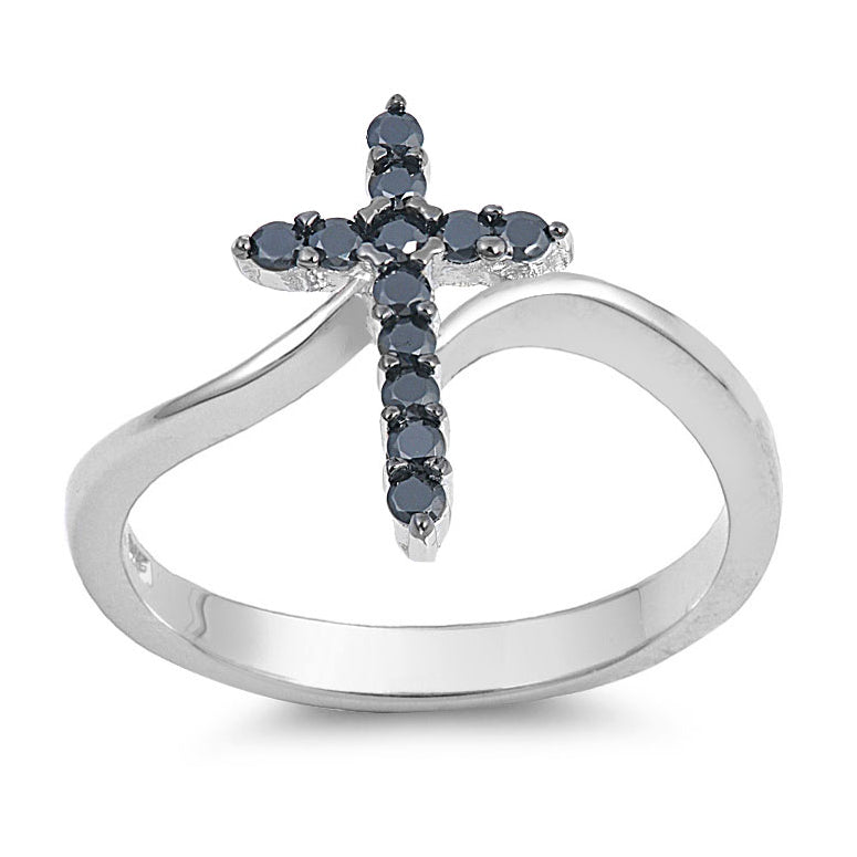 Silver CZ Ring - Cross
