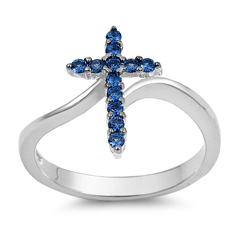 Silver CZ Ring - Cross