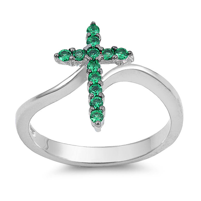 Silver CZ Ring - Cross