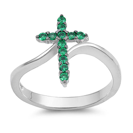 Silver CZ Ring - Cross