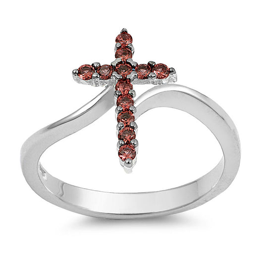 Silver CZ Ring - Cross