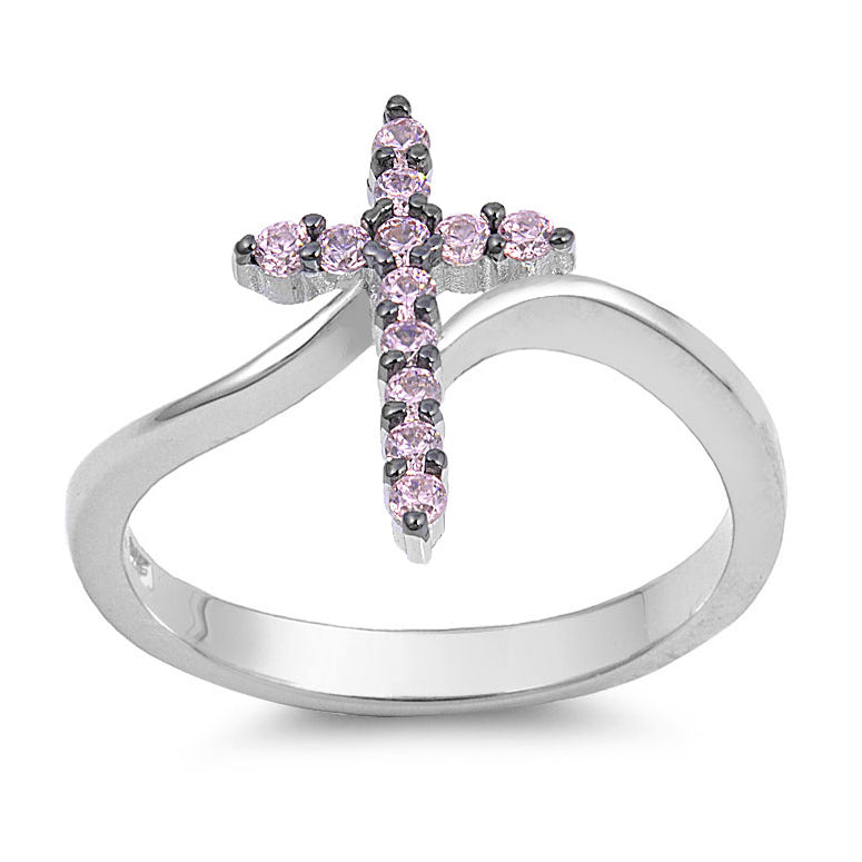 Silver CZ Ring - Cross