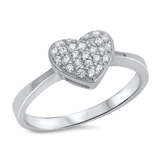 Silver CZ Ring - Heart