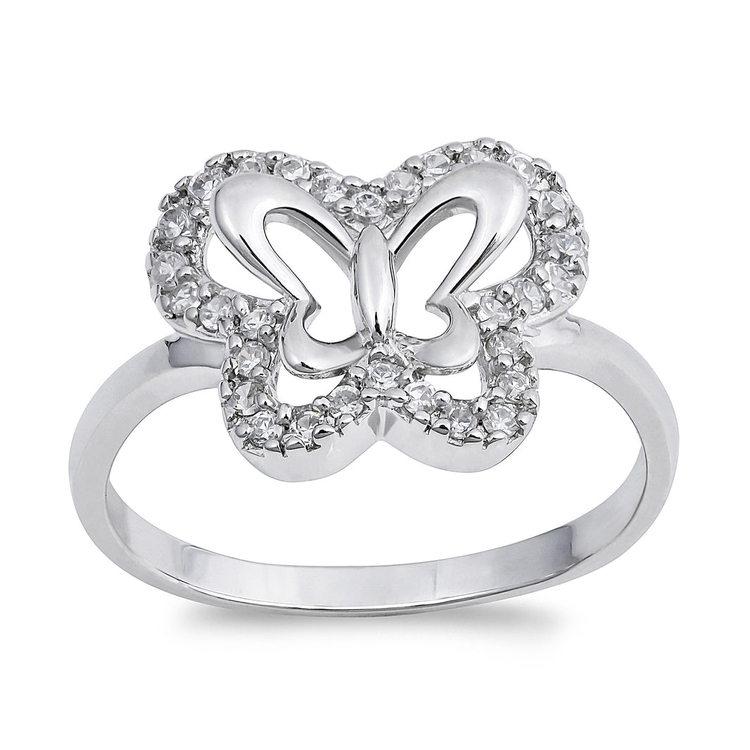 Silver CZ Ring - Butterfly