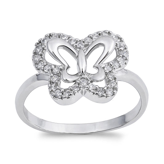 Silver CZ Ring - Butterfly