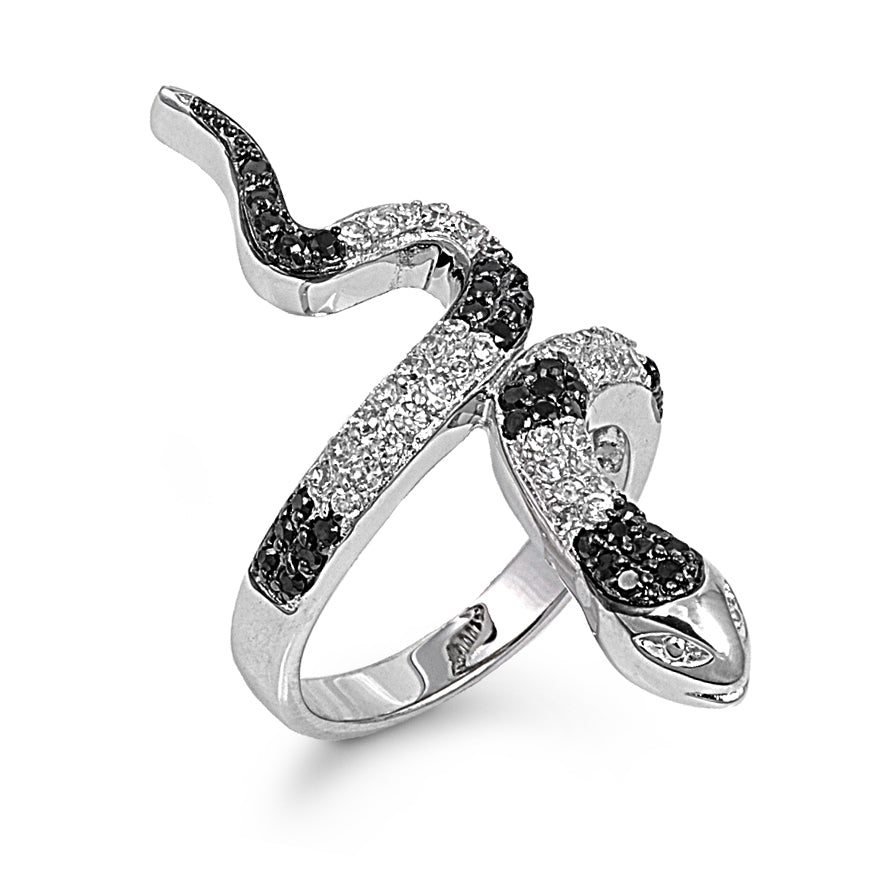 Silver CZ Ring - Snake