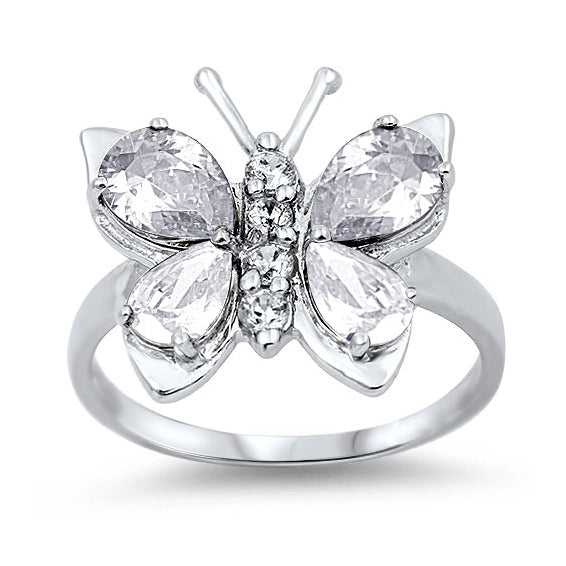Silver CZ Ring - Butterfly