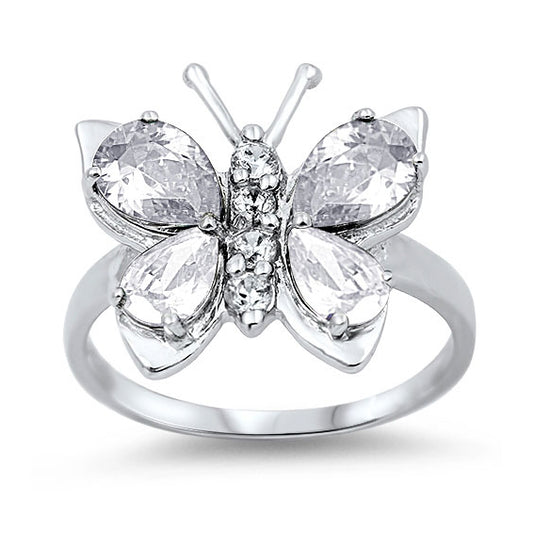 Silver CZ Ring - Butterfly