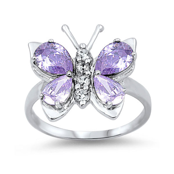 Silver CZ Ring - Butterfly