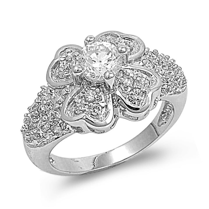 Silver CZ Ring - Plumeria