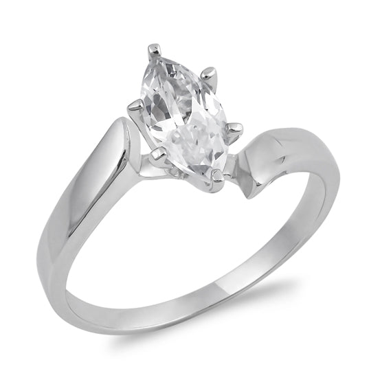 Silver CZ Ring - Marquise Solitaire