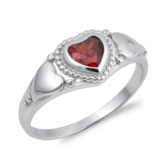 Silver CZ Ring - Heart