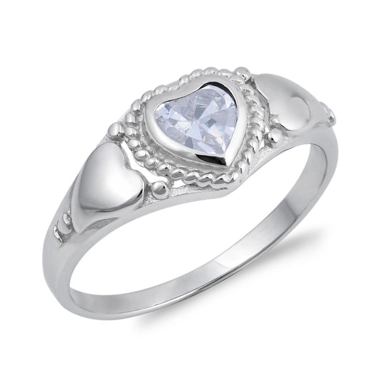 Silver CZ Ring - Heart