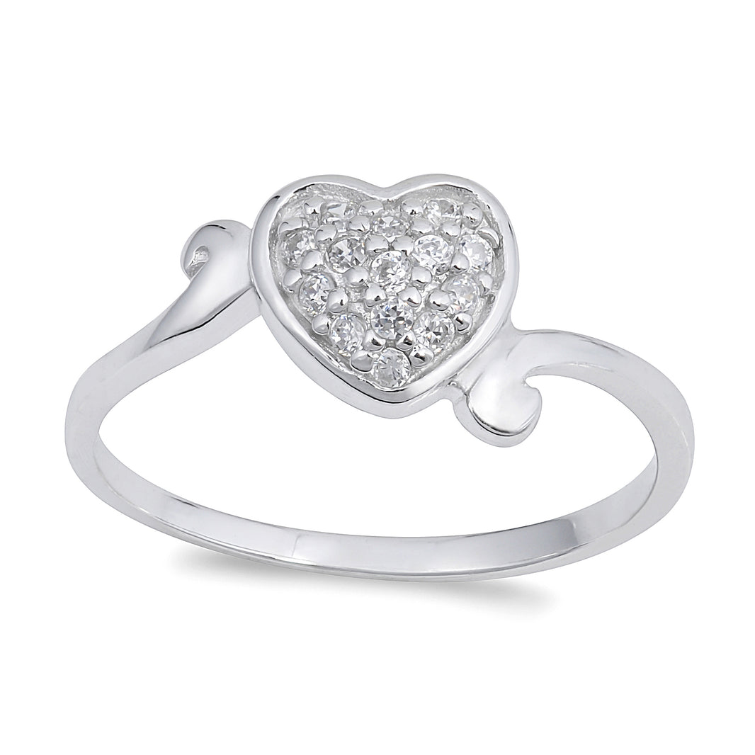 Silver CZ Ring - Heart