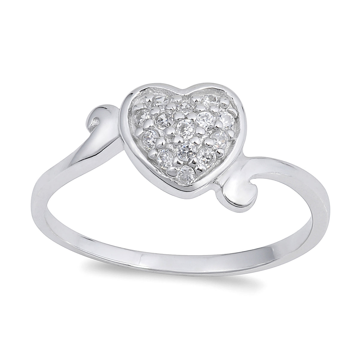 Silver CZ Ring - Heart
