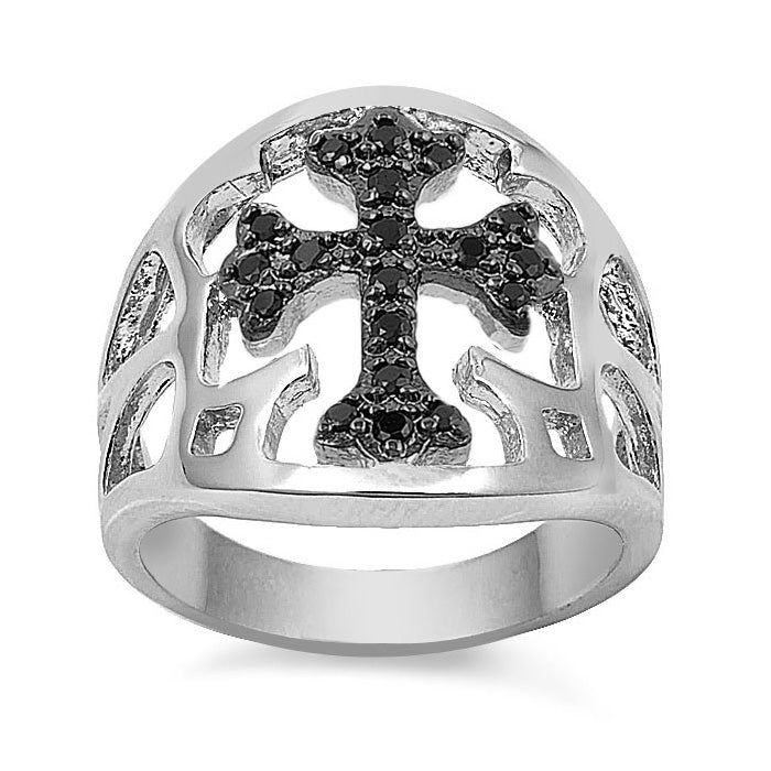 Silver CZ Ring - Cross