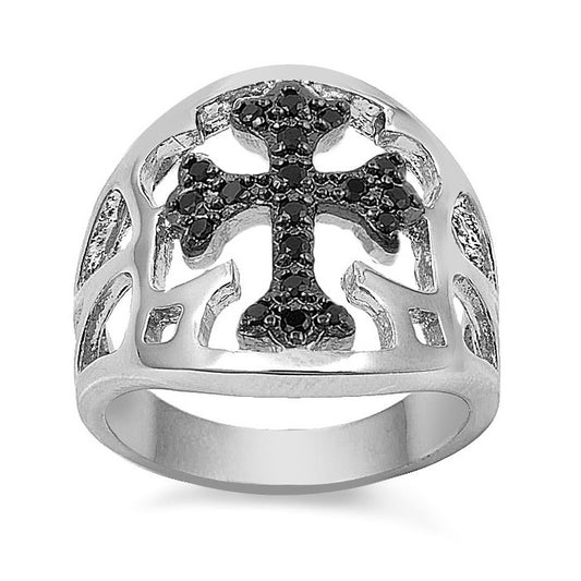 Silver CZ Ring - Cross