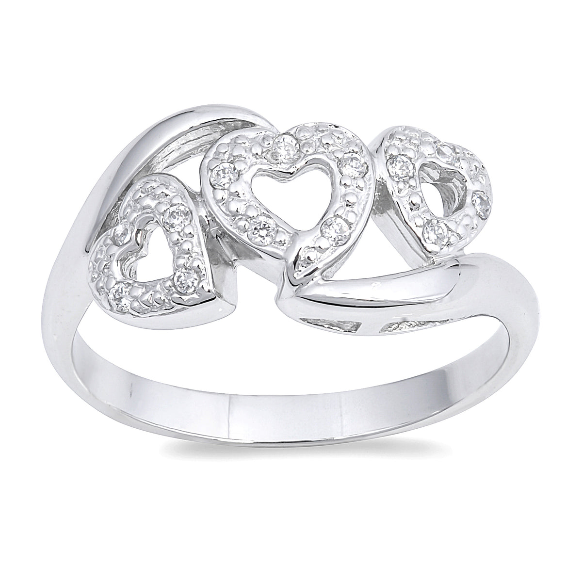 Silver CZ Ring - Heart