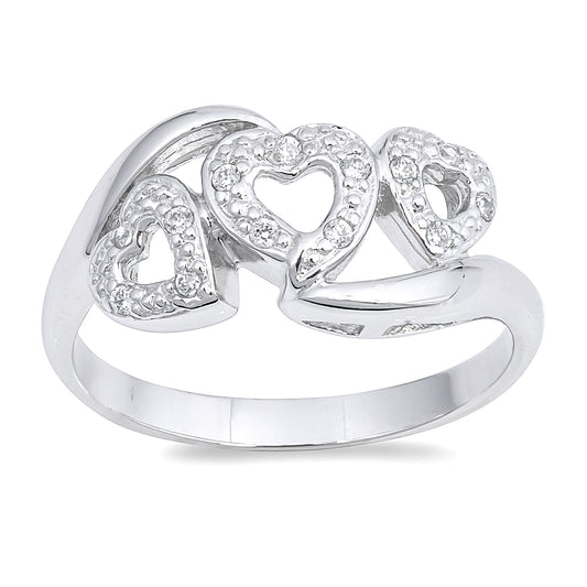 Silver CZ Ring - Heart
