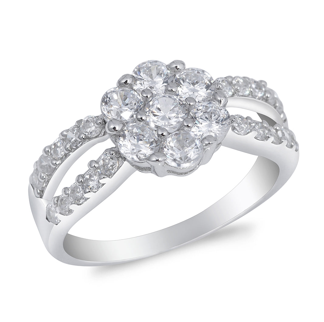 Silver CZ Ring - Plumeria