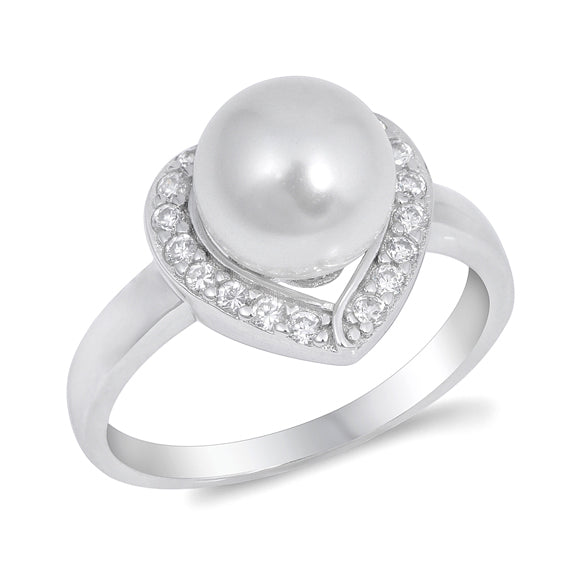 Silver CZ Ring - Heart