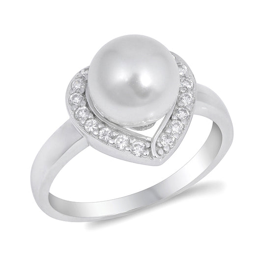 Silver CZ Ring - Heart