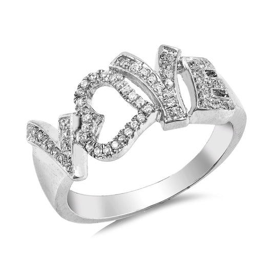 Silver CZ Ring - Love