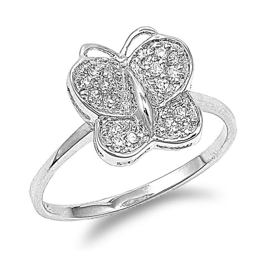 Silver CZ Ring - Butterfly