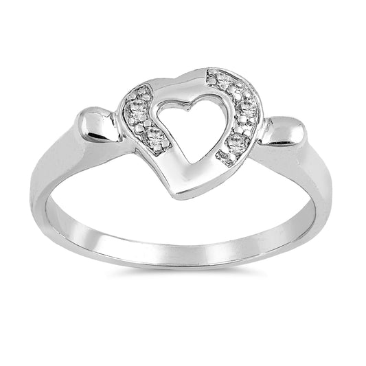 Silver CZ Ring - Heart
