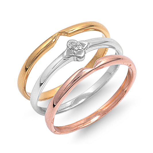 Silver CZ Ring  - Triple Toned Rings
