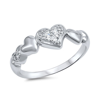 Silver CZ Ring - Heart