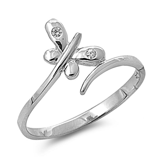 Silver CZ Ring - Butterfly