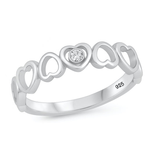 Silver CZ Ring - Heart