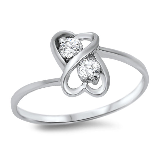 Silver CZ Ring - Heart